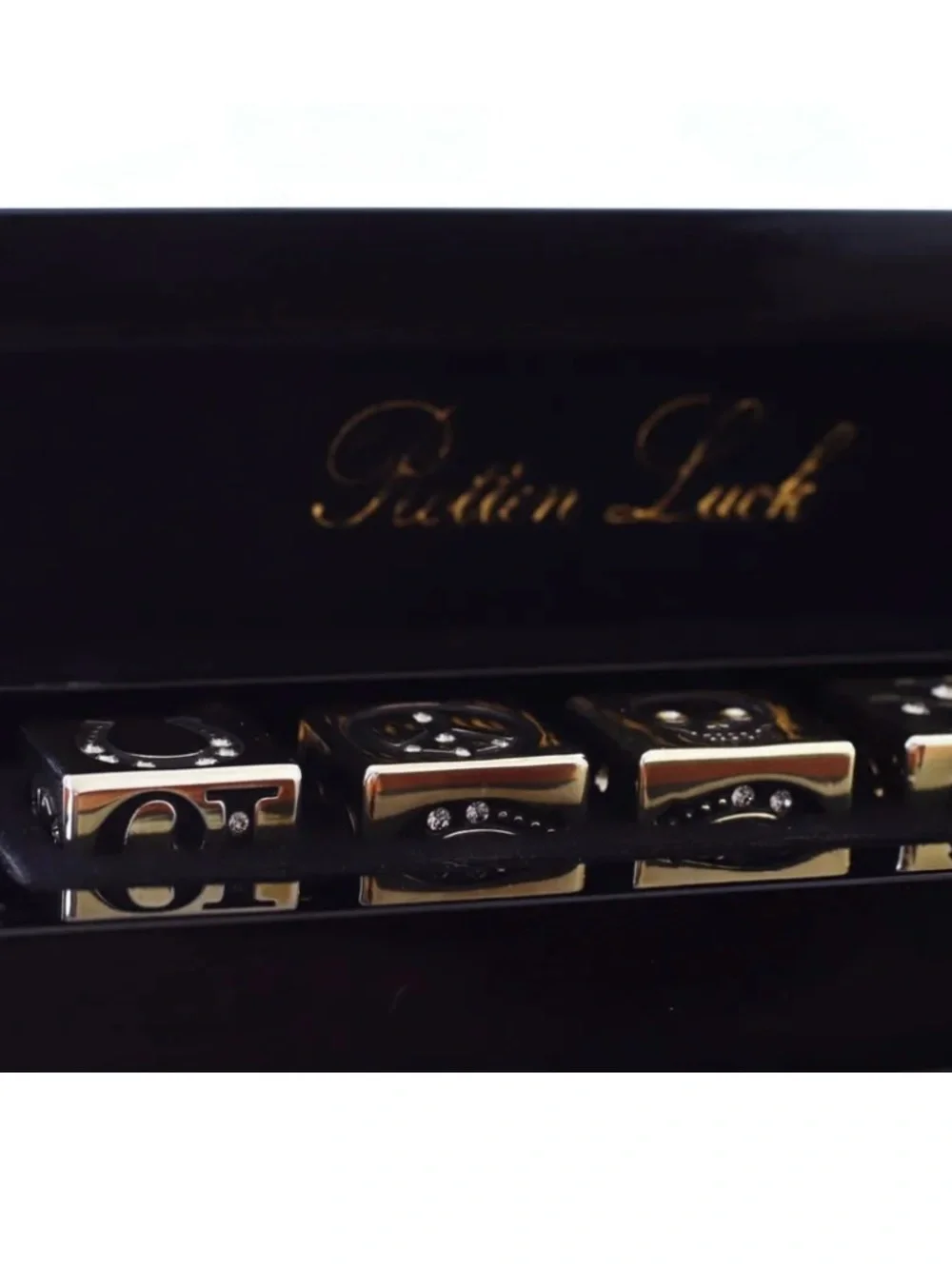 Swarovski & Gold tone Dice Set / brand: D.L. & Co. /Rotten Luck/ Play Or display
